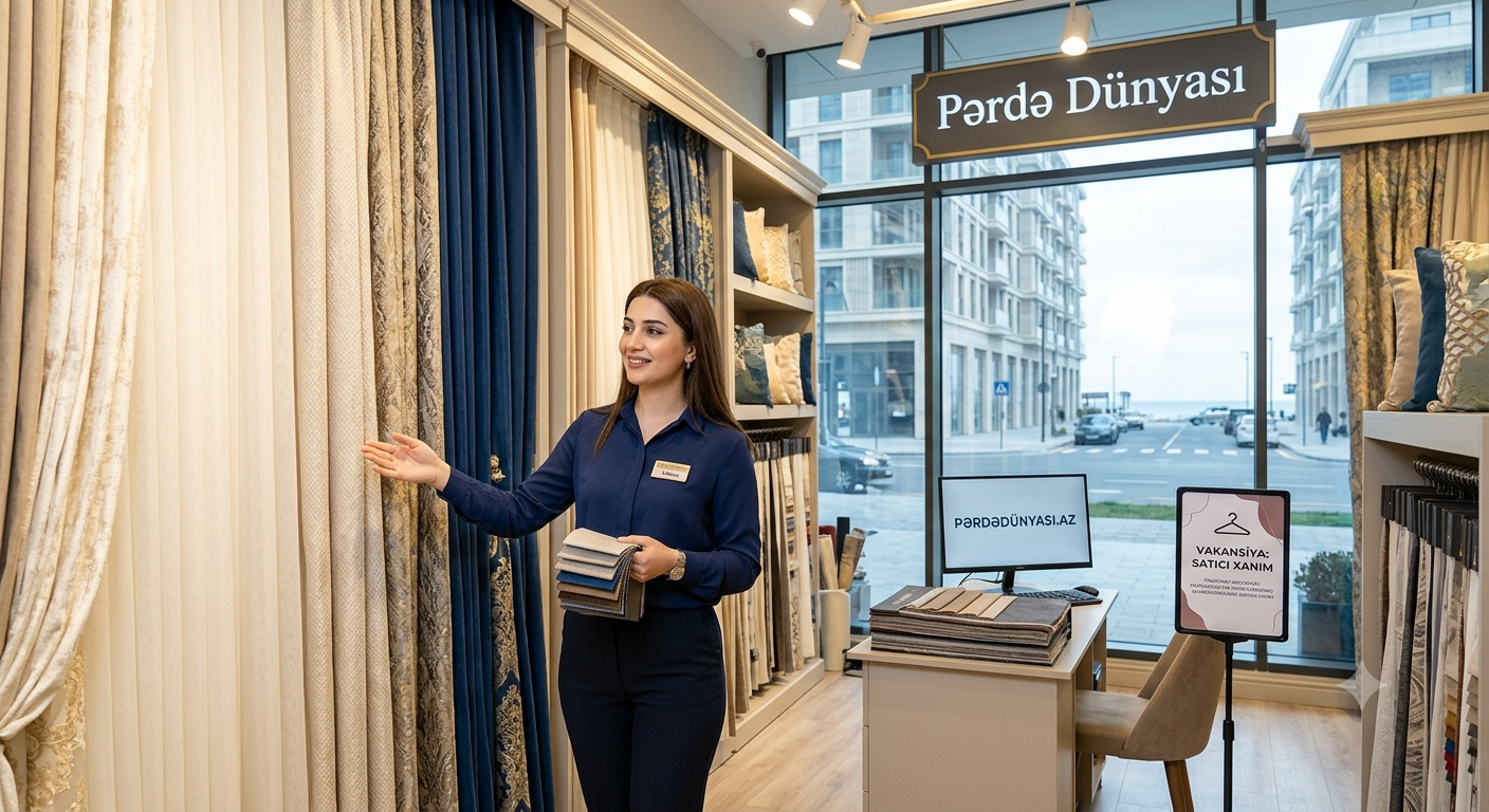 📢 Pərdə Mağazasına Satıcı Xanım Tələb Olunur! 🛍️✨