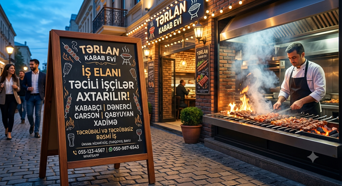 Tarqovuda yerləşən kabab evinə təcili olaraq işçilər tələb olunur: