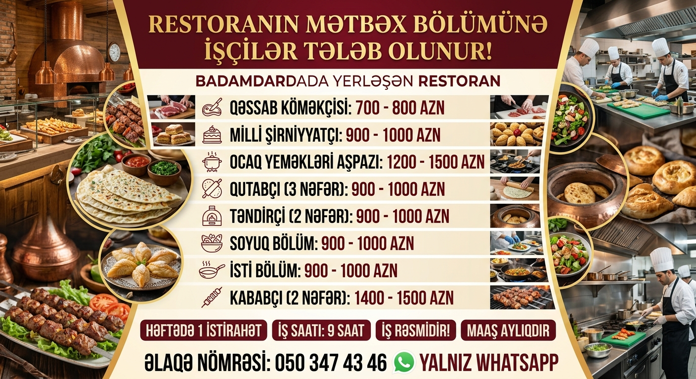 Badamdarda yerləşən restorana mətbəx bölümünə: