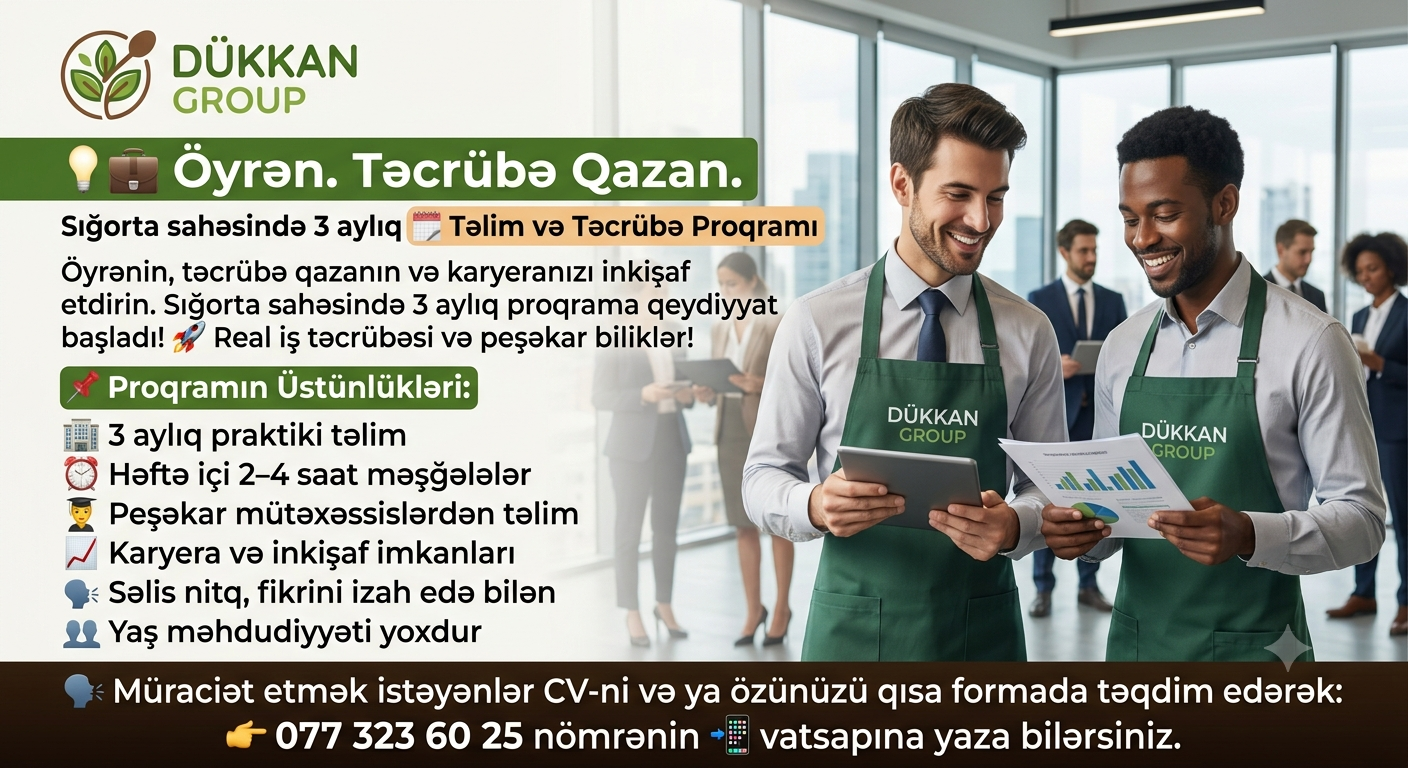 Öyrən. Təcrübə qazan. - Sığorta sahəsində 3 aylıq Təlim və Təcrübə Proqram