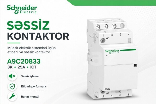 Schneider səssiz kontaktor A9C20833 3K 25A İCT