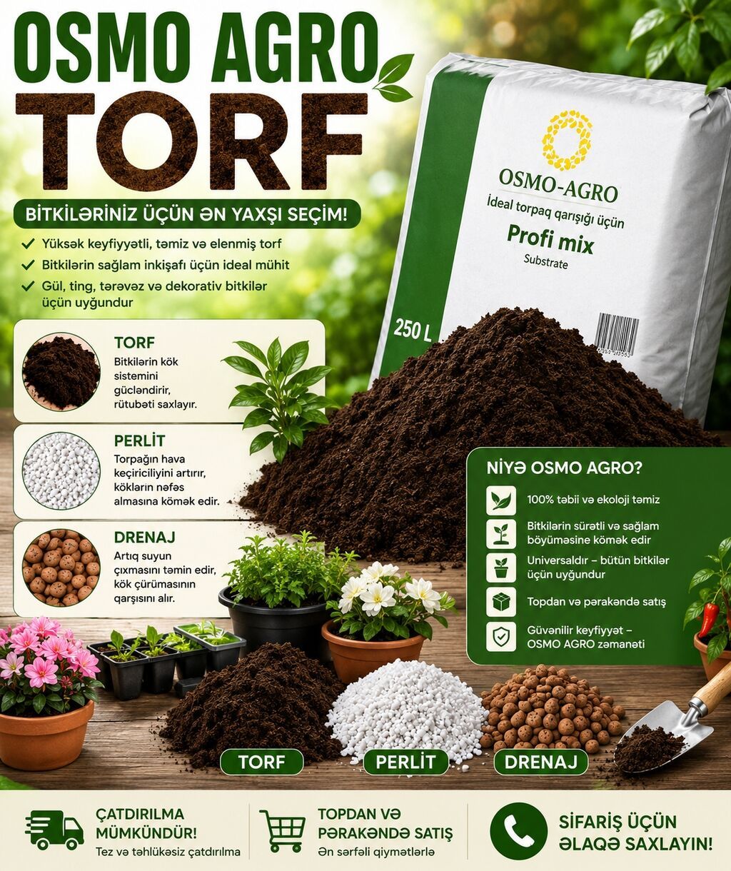 Torf,təbbi gubre250 Litrlik Torf – Perlitsiz və Perlitli 🌱 250