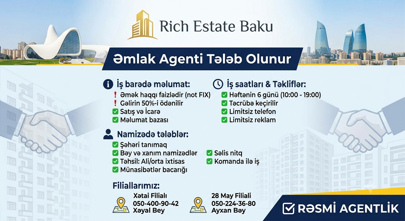 Əmlak agenti tələb olunu