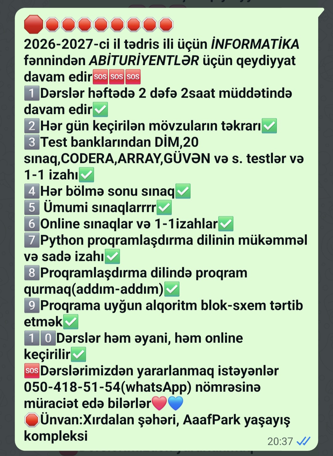 İnformatika hazırlıq kursu