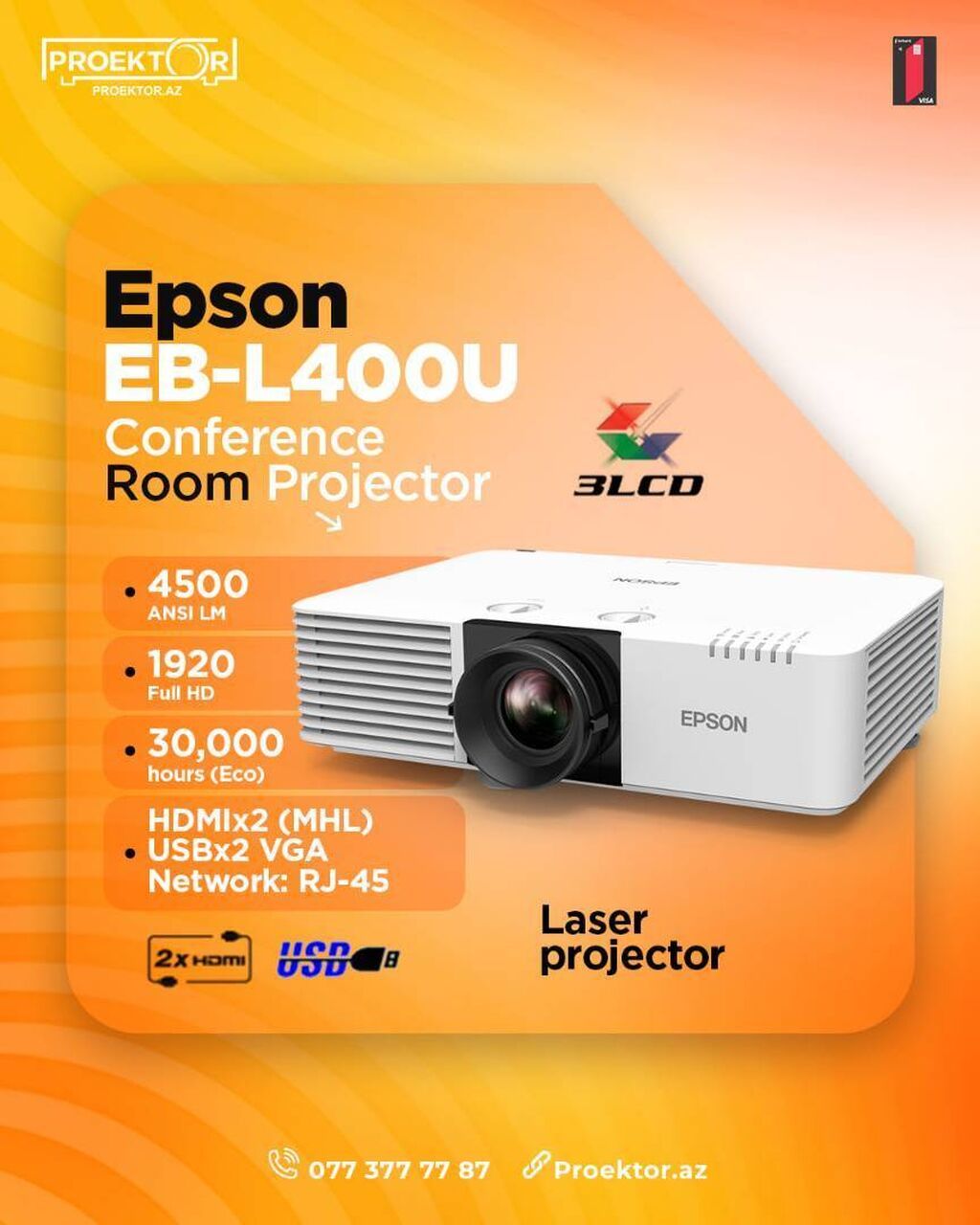 İşlənmiş Stasionar Proyektor Epson